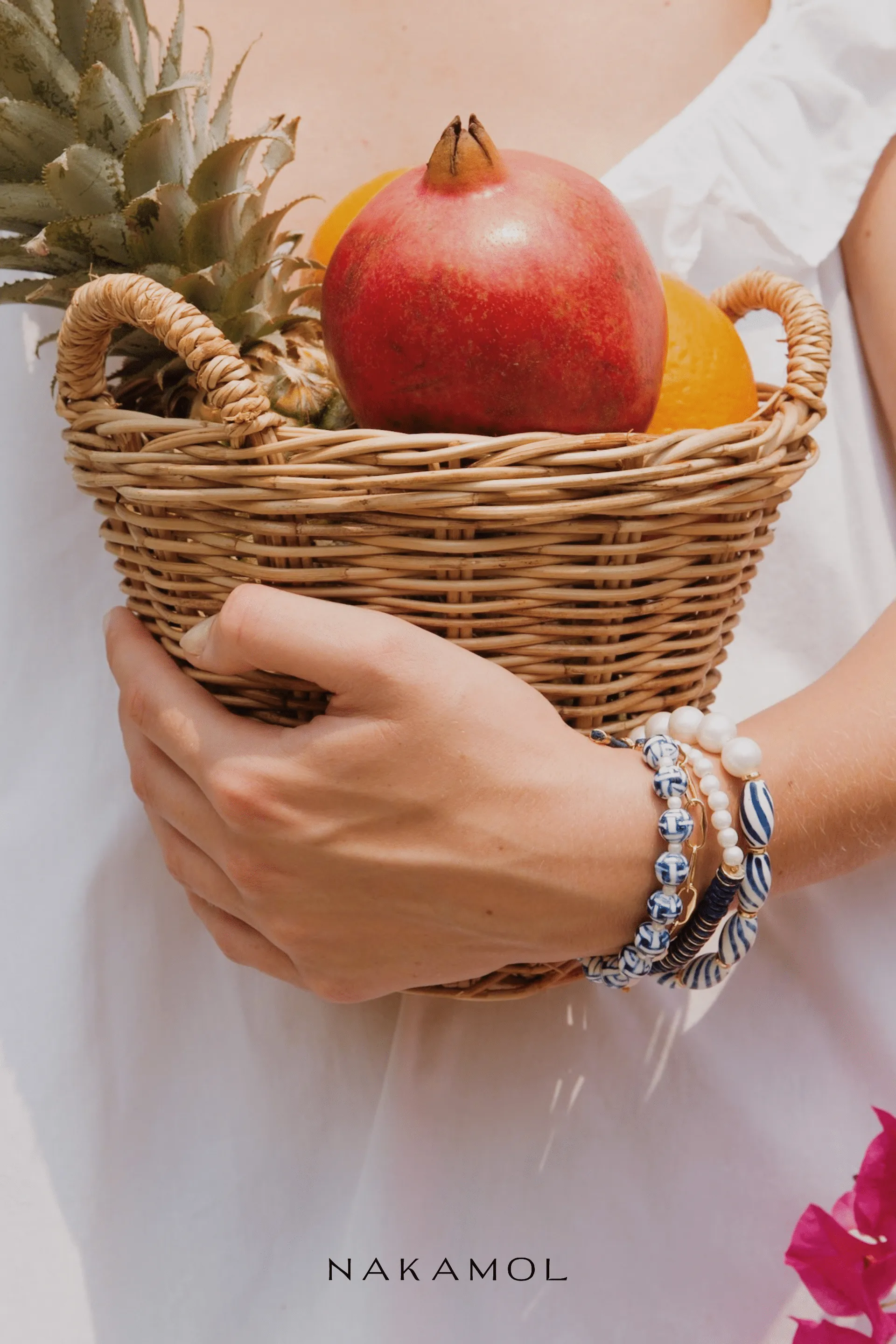 Striped Bead Stretchy Bracelet